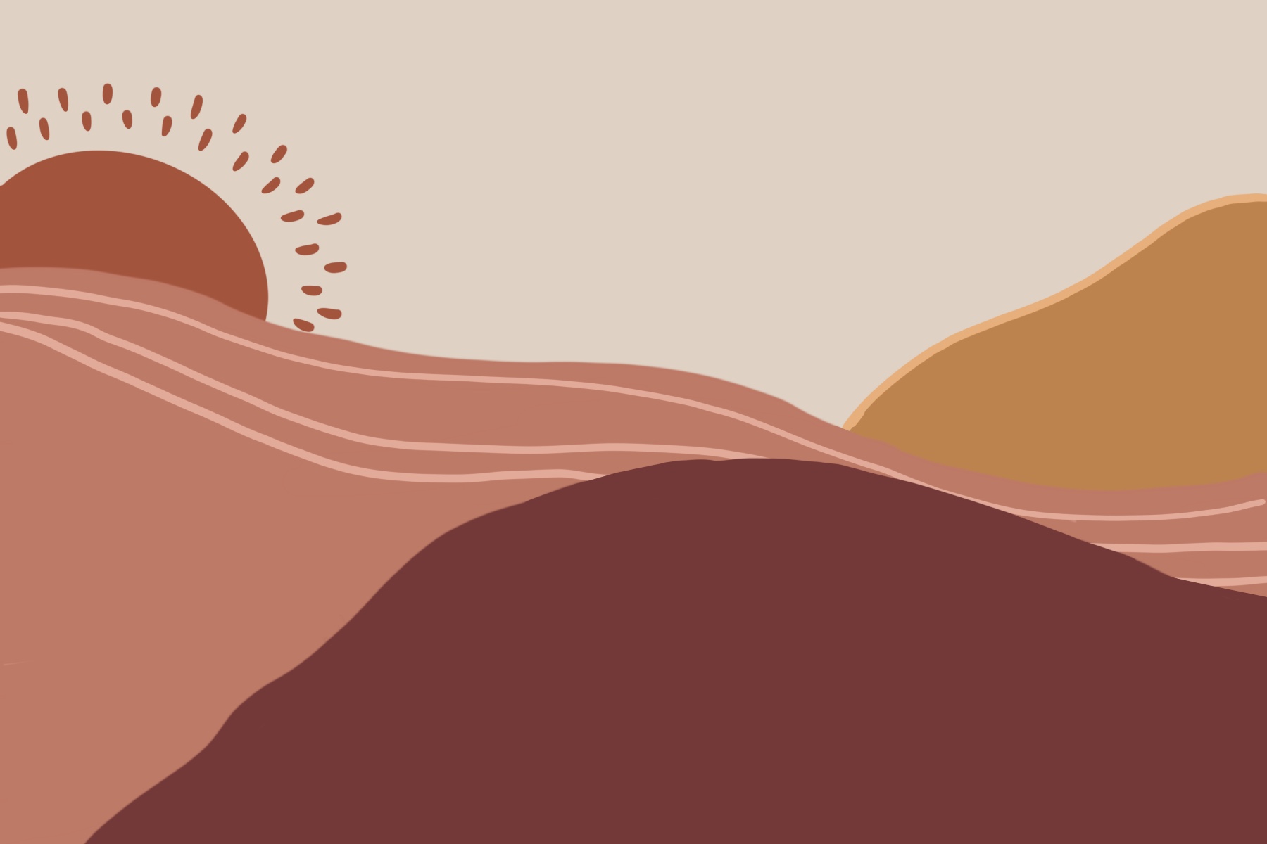 Sand dunes in neutral colors with a setting sun